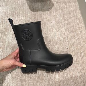 Tory Burch Black Rubber Ankle Boots